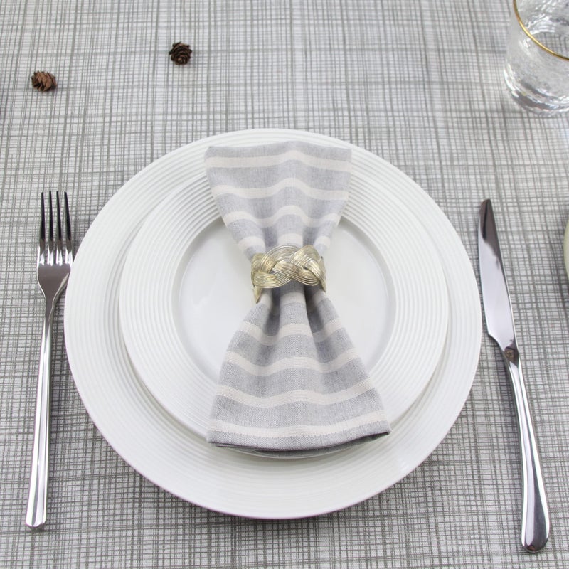 INFEI Broad Striped Cotton Blended Dinner Cloth Napkins - Set of 12 (40 x 30 cm) - for Events & Home Use (Grey) - Image 5